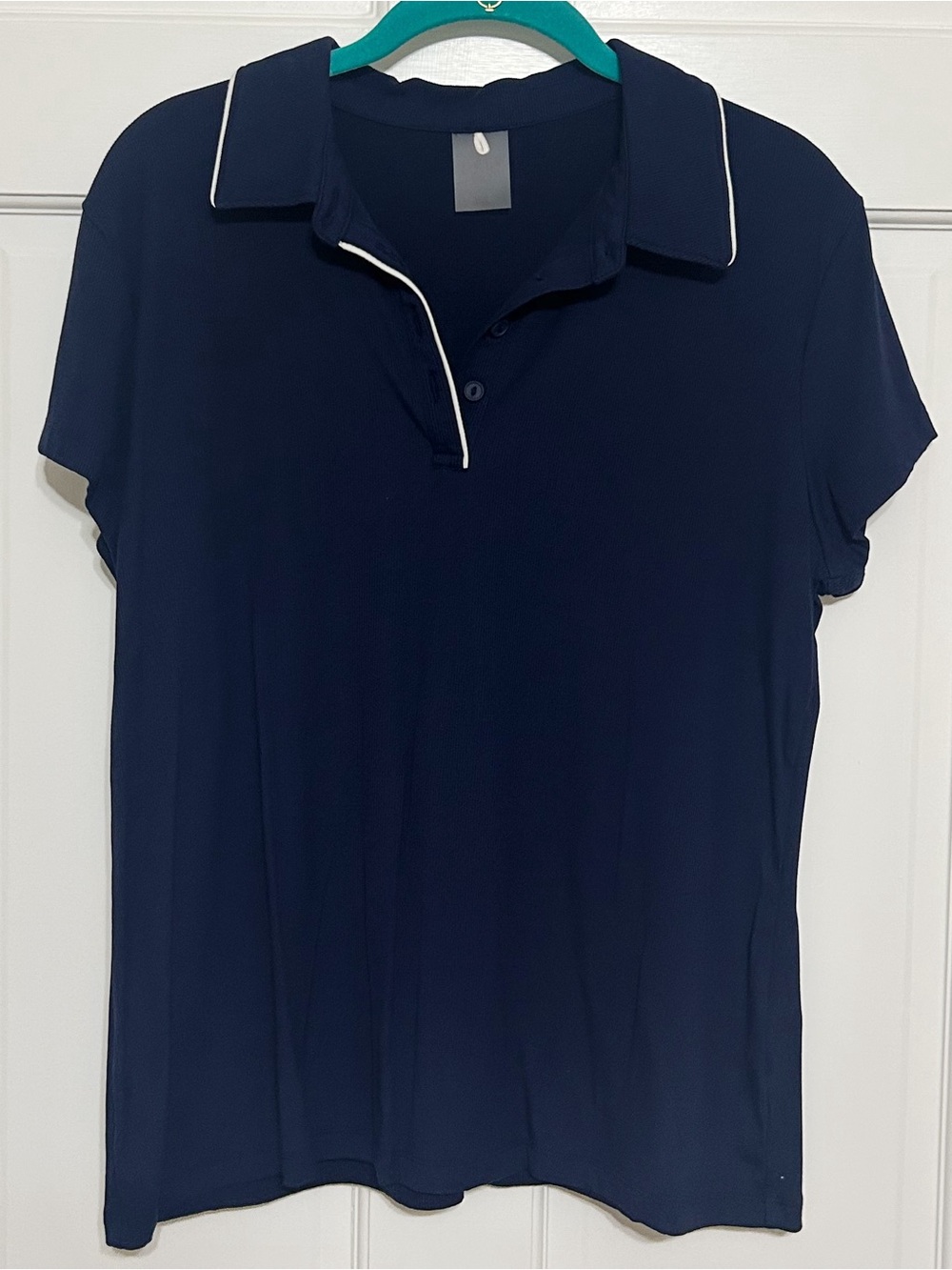 CALIA by Carrie Underwood Navy Button-Down golf Polo with White Piping